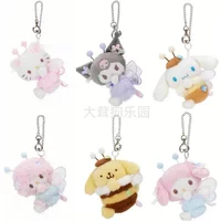 Sanrio Honey Field Bee Style Cute Keychain Hello Kitty Kuromi Cinnamoroll Piano Lamb Pompompurin My Melody Bag Pendant For Kids