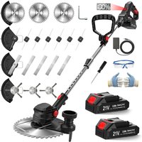3-in-1 Cordless Grass Trimmer & Brush Cutter with Wheels, 750W 24000RPM Electric Weed Wacker, 2x2.0Ah Batteries Included
