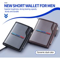 Pu Leather Men Short Wallet Thin Style Folding Credit Card Holder For BMW 5 Series G30 G31 G32 G38 2021 2020 2019 2018 E46 E91