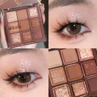 DIKALU 9 Colors Glitter Eyeshadow Palette Korean Makeup Cosmetic Professional Eye Shadows Palette Neon Glitter Eyeshadow Palette