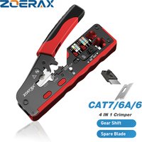 ZoeRax RJ45 Crimping Tool for Cat7 Cat6a Cat6 Cat5e Ethernet Connectors Wire Cutter Ethernet Crimper With Replacement Blade