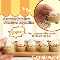 Adorable Mini Dumpling Keychain Stress Relief Toy Xiao Long Bao Squeeze Pendant Simulated Food Decompression Keyring Gift