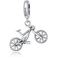 AliExpress WOSTU 925 Sterling Silver Heart Bead Bicycle Charm Fit Original Bracelet DIY Necklace Pendant Cool Style Jewelry CTC384