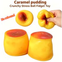 Caramel Pudding Crunchy Moldable Stress Ball Fidget Toy Crispy Squeeze Ball Round Blocks Filled ASMR Anti Stress Ball for Adults