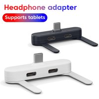 Dual Type C Foldable Elbow Bracket Audio Charging Adapter 2-in-1 Type C Headphone Converter for iPhone 17 16 15 Samsung