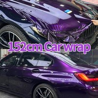 152CM/59INCH Glossy Metallic Midnight Purple Dark PET Liner Car Wrap Vinyl Film for Car Fender Hood Cover Modification Wrapping