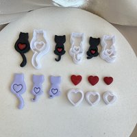 Valentine's Day Kitten Heart Series Heart-shaped polymer clay DIY cute soft ceramic earrings Jewelry pendant making cutting tool