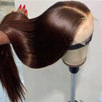 200% Chocolate Brown Straight Lace Front Wigs 13x6 Transparent Lace Frontal Wig Pre Plucked Remy 13x4 Brazilian Human Hair Wigs