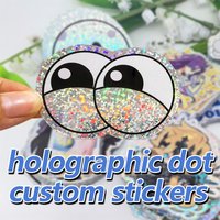 Personalizowane holograficzne naklejki PVC wodoodporne logo winyl kreskówka projekt marki dekoracja laptopa wycinane na wymiar naklejki