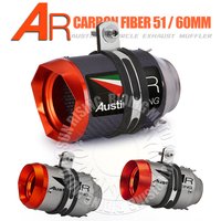 Orange Tip 51mm 60mm AR Carbon Stainless Motorcycle Exhaust Muffler Escape Tail Pipe For Kawasaki Honda Yamaha KTM CF Suzuki etc