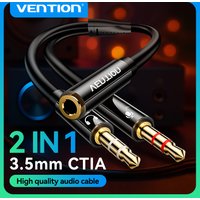 Vention Audio Splitter 3.5mm Jack Cable for Computer 1 Female to 2 Male Earphone Mic Audio Y Splitter Cord Headset to PC Adapter