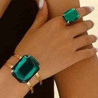 1 set of exaggerated ruby emerald bracelet ring set women's niche design jewelry set