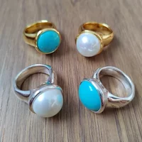 Summer Fashion Elegant, Gentle and Charming Fairy Style Pearl/turquoise Ring, Suitable for Women's Accessories