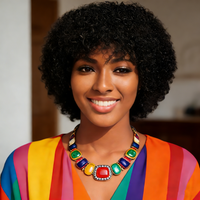 Large Bouncy Afro Kinky Curly Wigs For Women Pre Plucked Machine Wig Human Hair Wigs