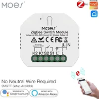 MOES 2MQTT Tuya ZigBee Smart Light Switch Module No Neutral Wire Single Fire Smart Life App Control Works with Alexa Google Home