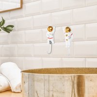 4Pcs Astronaut Design Wall Hooks Punch Free Adhesive Hooks for Keys Towel Coat Hat Belt Umbrella Kitchen Bathroom Living Room