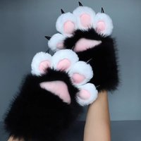 New Plush Cosplay Cat Paw Glove Squeaking Thicken Cosplay Glove Cartoon Animal Cat Claw Mittens Props