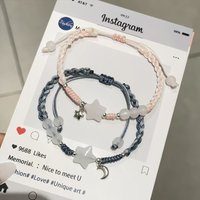 Hand Woven Star Charm Braided Bracelet Chinese Style Adjustable Ins Jewelry for Women, Minimalist Bracelet for Couples Friends