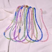 4MM Shiny Crystal Stainless Steel Necklace for Women Fashion Colorful Glass Beads Femme Jewelry Accessories
