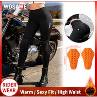 WOSAWE Women Motorcycle Pants with Knee Pads Motocross High Waist Yoga Sport Leggings Gym Fitness Tights Lady Casual Streetwear image 4