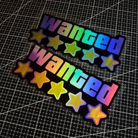 WANTED sticker, vinyl decal, waterproof, laser cut, car bumper sticker, motorcycle decal, laptop sticker, luggage sticker,