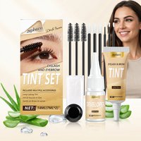 Zephoco Lash Brow Tint Kit Semi Permanent Dye Dark Black Thick Natural Look Easy Application For Stage Makeup Heavy Makeup Daily