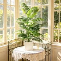 1 PC Fake Green Areca Palm Plant in Pot, Plastic Artificial Tree Bonsai for Room Home Indoor Outdoor Garden Office Party Decor