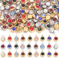 10pcs 6mm Stainless Steel Rhinestone Beads Gold Color Crystal Charms Pendants for Necklace Bracelet Jewelry Making Charm DIY
