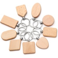 5pcs/lot Blank Geometry Wood Keychain Blanks Wooden Keychain Rectangle Wood Key Ring for DIY Jewelry Making Findings