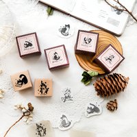 1PCS Cute Little Black Cat Decoration Stamp Vintage Wooden Rubber Stamps for Scrapbooking Stationery Diy Craft Standard Seal