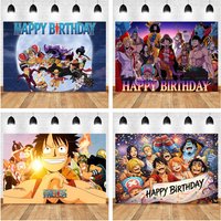 One Piece Pirate Photo Backdrop for Boys Birthday Island Birthday Party Decorations Photography Background Custom Booth Props