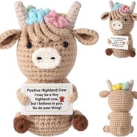 Crochet Emotional Cow Doll Decoration Desk Accessories Positive Energy Cow Doll Home Room Decor Christmas Valentine's Day Gift