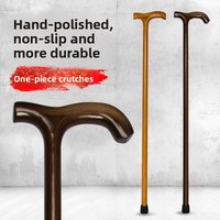 Solid Wood One-piece Walking Cane, Light Non-slip Wooden Stick for Elderly