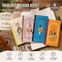 Fromthenon Vintage Art Cover TN Travel Notebook Blank Inner Pages Replacement Insert Notebook Gift for Journalers Travel Lovers