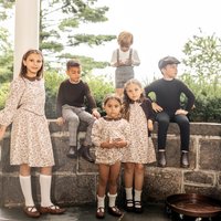 Collection AP Charlotte AW26 Robe à fleurs marron pour filles, ensemble de bloomers pour bébé, tenues assorties pour frères et sœurs, famille
