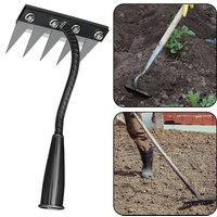5/6/7/8 Teeth Garden Weeding Rake Carbon Steel Removable Rake Soil Hoe Agricultural Straw Rake Multi Purpose Weeding Tools