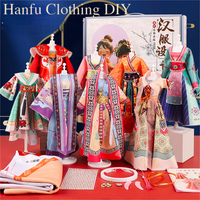 Fashion Hanfu DIY Kits 3/5pcs Vintage Chinese Style Clothing Design Handmade DIY Hanfu Set Dress Up Doll Birthday Gift for Girls
