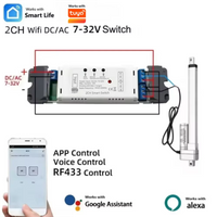 Smart Wifi Electric Actuator Motor Controller,DC AC 12V 24V 220V 2 Channel Switch,RF433 Pulse Module Relay Works with Tuya Alexa