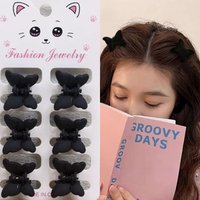 6pcs/set Mini Butterfly Grab Clips Women Girls Simple Broken Hair Forehead Braided Hair Clip Hair Styling Bangs Side Clips Black