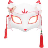Anime Demon Fox Mask Hand-Painted Japanese Mask Half Face Mask Masquerade Festival Ball Kabuki Kitsune Masks Cosplay Prop