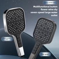 7 Speed Modes Adjustable Shower Head Handheld High Pressure Shower Head with Multifunctional Button Bathroom Accessories