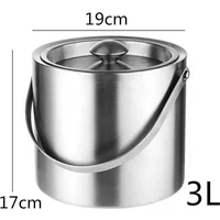 304 2L/3L Stainless Steel Ice Bucket Portable Double Wall Insulated with Lid Hotel wine Champagne whiskey Beverage beer tools