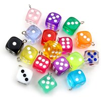 10Pcs 14x17mm Mixed Transparent Dice DIY Earring Pendants Miniature Figurines Resin Craft Cabochon Charms DIY Making Accessories