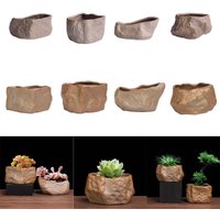 Ceramic Succulent Pot Stone Shape Sturdy Plants Growing Pot Potted Bonsai Training Pots for Home Wedding Holiday Table Outdoor