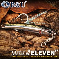 B&U Fishing Lure, Bionic Sinking Jig with Treble Hooks, Saltwater Freshwater Lure for Seabass, Tuna, Mackerel