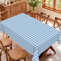 Blue and white checkered Rectangle tablecloth for table decor Reusable Waterproof Kitchen dining tablecloth wedding party decor