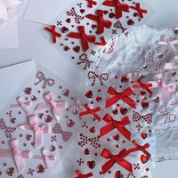 4/HDJ2 bow cute decorative stickers children's stage dressing stickers crystal pink red girl heart campus acrylic diamond sticke