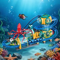 JJ9251 Underwater Roller Coaster Building Blocks - Ocean Theme Roller Coaster Assembly Toys Birthday Gifts MOC 1080pcs