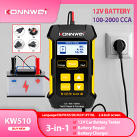 2026 KONNWEI KW510 12V Car Battery Tester Full Automatic Pulse Repair Battery Chargers Wet Dry AGM Gel Lead Acid Car Repair Tool