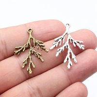 WYSIWYG 10pcs 34x23mm 2 Colors Cypress Leaf Charms Pendant For DIY Jewelry Making Handmade Jewelry Craft Findings